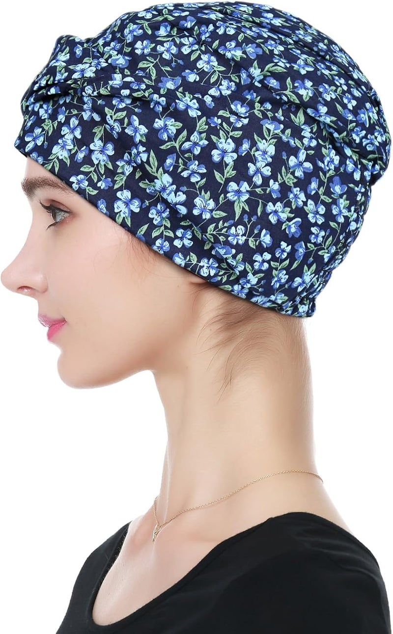 Alnorm 100% Cotton Fashion Headwear Chemo Caps with Stretchy Band for Hair Loss Women - Image 3